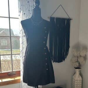 Nine Britton Black Mini Dress with Button Accents